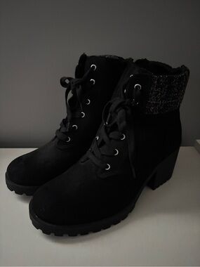 Black Lace-Up Sun + Stone Ankle Boots